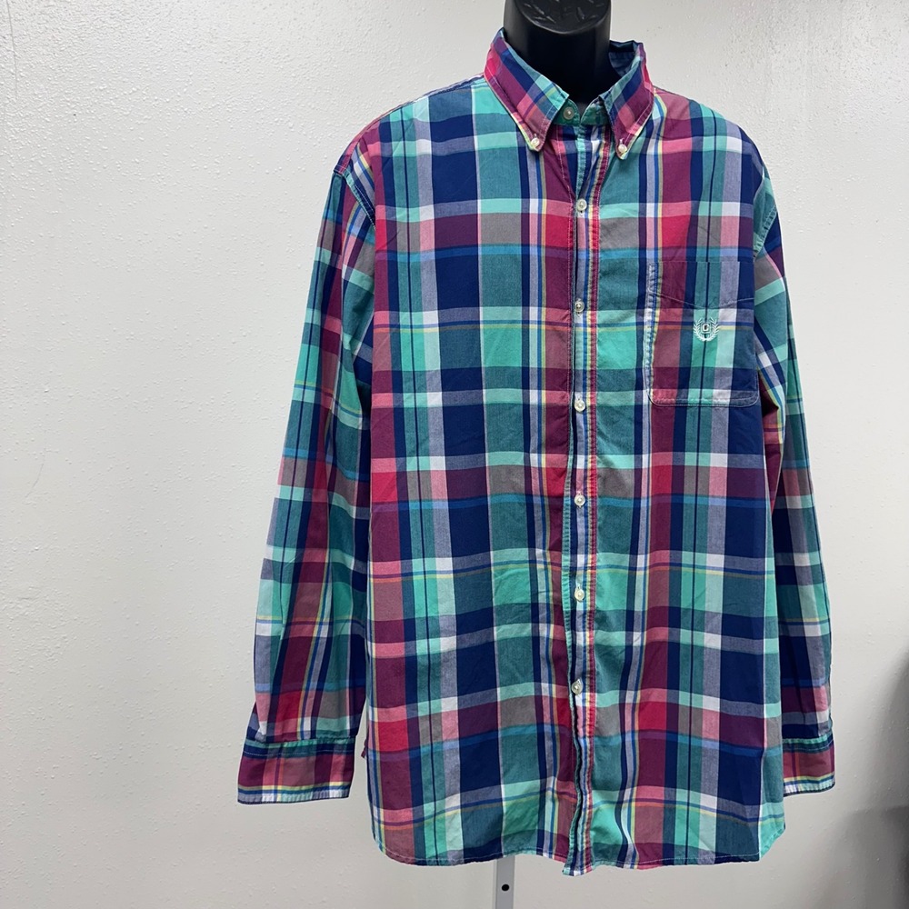 Chaps Plaid‎ Button Down Shirt Long Sleeve Easy Care Comfort Fit 2XL - Picture 3 of 13